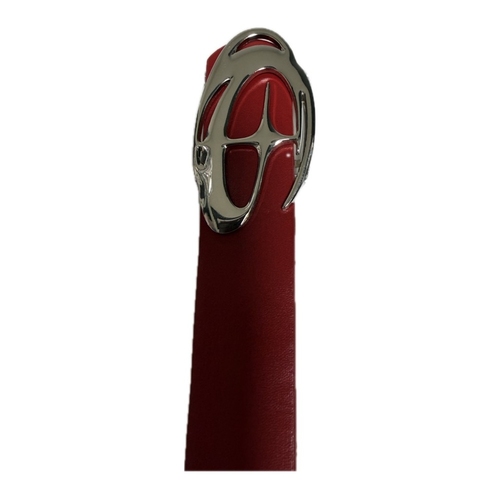 Red Y2K Belt with Silver Buckle